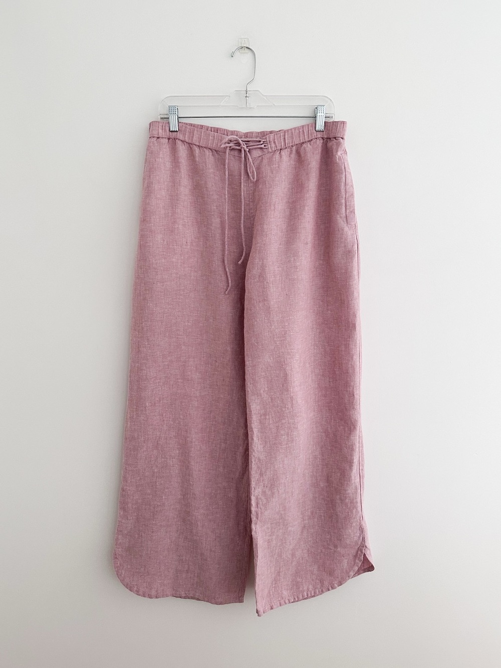 Poetry Linen Wide Leg Pants Drawstring Waist Dusty Rose Mauve Pull On Size 10